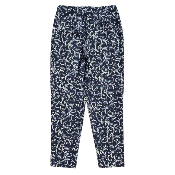 Vintage Talbots Black Blue Floral Paisley Pants Stretch Side Zipper - Picture 3 of 10